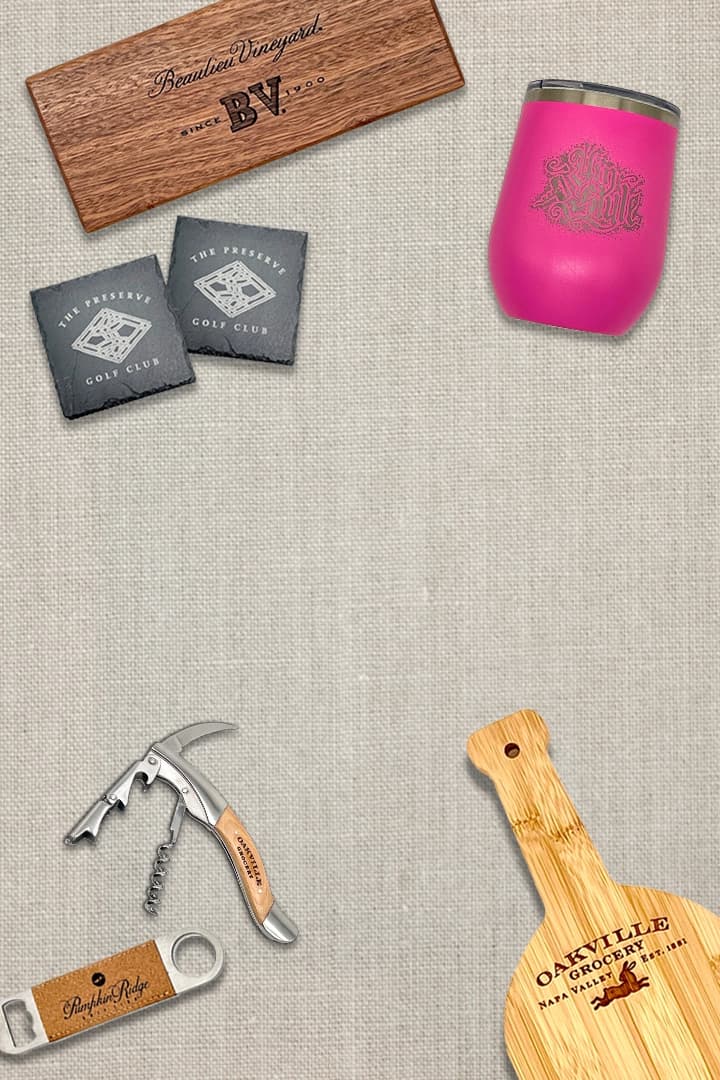 a background image featuring an array of wine and bar-related products offered by Vinstyle
